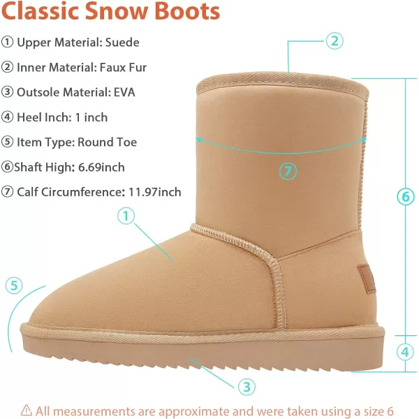 CAMEL CROWN Womens Warm Winter Boots Ankle High Classic Vegan Suede Faux Sheepskin Shearling Snow BootsKhakinew