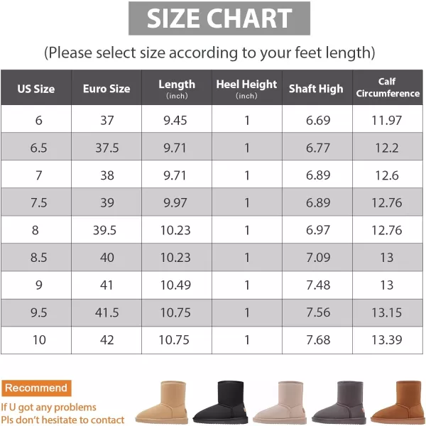 CAMEL CROWN Womens Warm Winter Boots Ankle High Classic Vegan Suede Faux Sheepskin Shearling Snow BootsKhakinew
