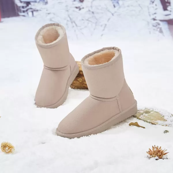 CAMEL CROWN Womens Warm Winter Boots Ankle High Classic Vegan Suede Faux Sheepskin Shearling Snow BootsLight Greynew