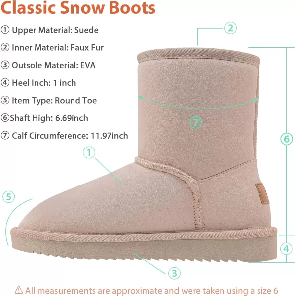 CAMEL CROWN Womens Warm Winter Boots Ankle High Classic Vegan Suede Faux Sheepskin Shearling Snow BootsLight Greynew