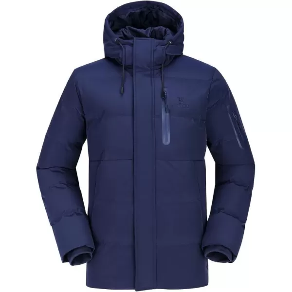 CAMEL CROWN Men Puffer Jacket with Hooded Parkas Thicken Padded Jacket Windproof Outdoor for Winter CoatBlue