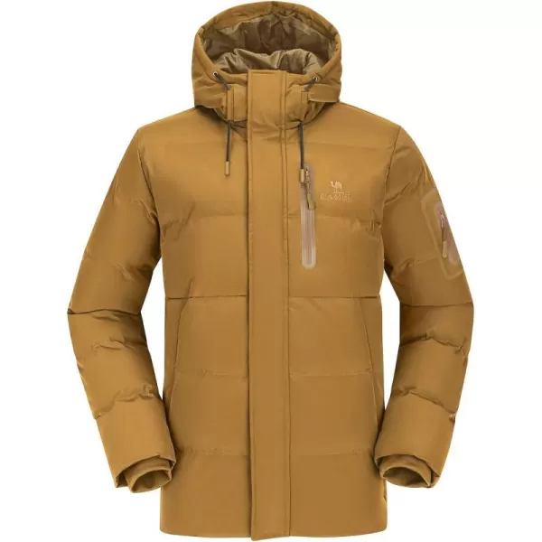 CAMEL CROWN Men Puffer Jacket with Hooded Parkas Thicken Padded Jacket Windproof Outdoor for Winter CoatBrown