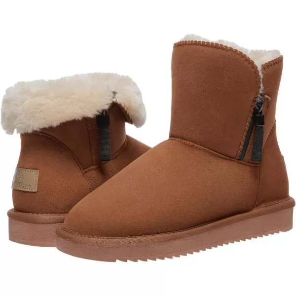 CAMEL CROWN Womens Foldable Snow Boots Warm Fur Winter Boots MidCalf Zipper House Slippers Boots Classic Mini Short Boots for OutdoorBrown07