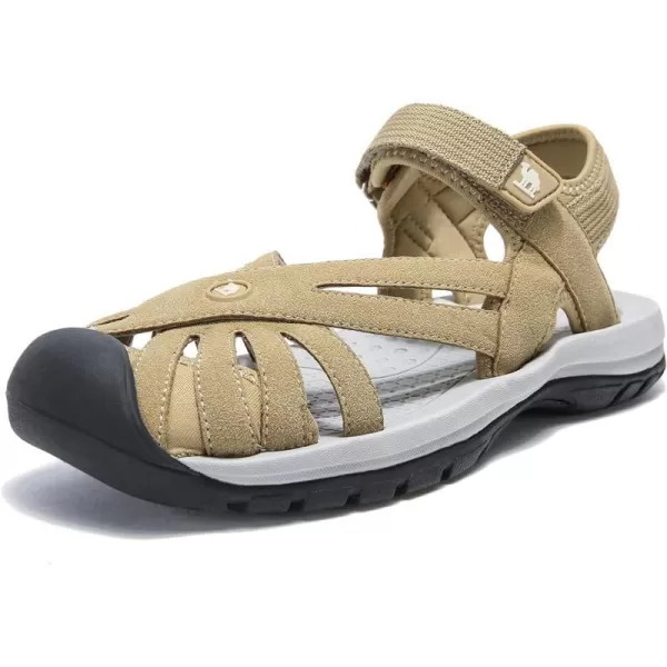 CAMEL CROWN Womens Hiking Sandals Anti Slip Outdoor Sports Summer Beach Comfortable Lightweight Walking Sandals Trekking Sandals Closed ToeApricot