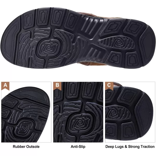 CAMEL CROWN Mens Leather Sandals Outdoor Sports Hiking Sandals Summer Open Toe Adjustable Straps Sandals for Water BeachDark Brown7837