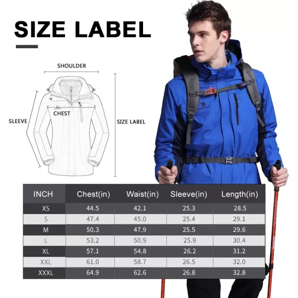 CAMEL CROWN Mens Ski Jacket 3 in 1 Waterproof Winter Jacket Snow Jacket Windproof Hooded with Inner Warm Fleece CoatBlue