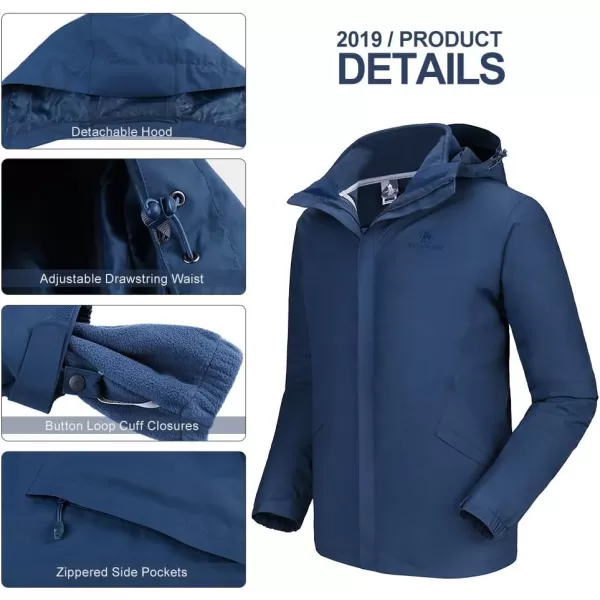 CAMEL CROWN Mens Ski Jacket 3 in 1 Waterproof Winter Jacket Snow Jacket Windproof Hooded with Inner Warm Fleece CoatBlue2