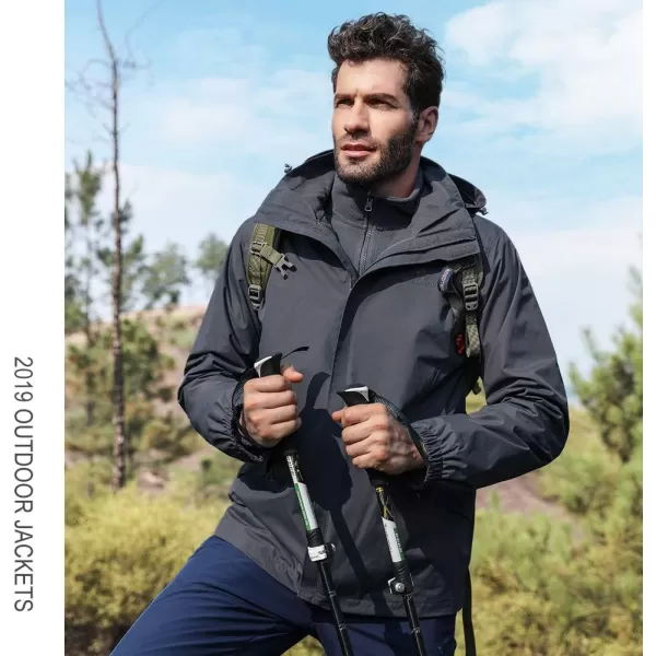 CAMEL CROWN Mens Ski Jacket 3 in 1 Waterproof Winter Jacket Snow Jacket Windproof Hooded with Inner Warm Fleece CoatGrey