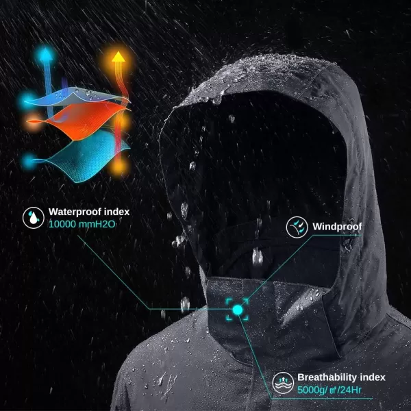 CAMEL CROWN Mens Ski Jacket 3 in 1 Waterproof Winter Jacket Snow Jacket Windproof Hooded with Inner Warm Fleece CoatGrey