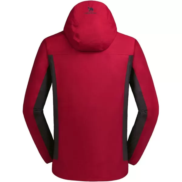 CAMEL CROWN Mens Ski Jacket 3 in 1 Waterproof Winter Jacket Snow Jacket Windproof Hooded with Inner Warm Fleece CoatRed