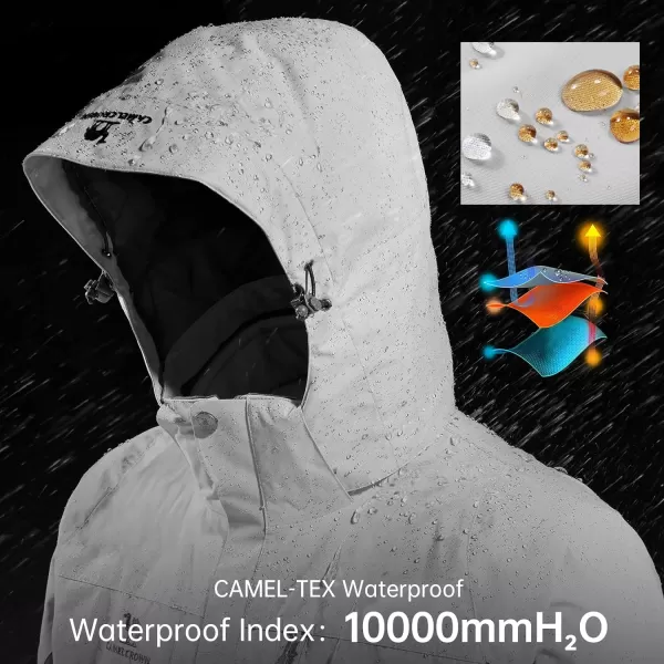 CAMEL CROWN Mens Ski Jacket 3 in 1 Waterproof Winter Jacket Snow Jacket Windproof Hooded with Inner Warm Fleece CoatSilver Grey