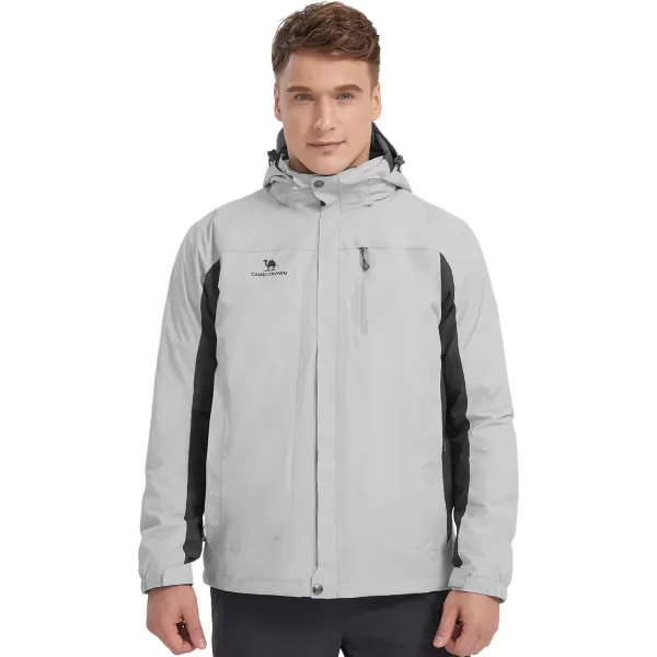 CAMEL CROWN Mens Ski Jacket 3 in 1 Waterproof Winter Jacket Snow Jacket Windproof Hooded with Inner Warm Fleece CoatSilver Grey