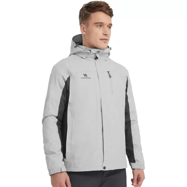 CAMEL CROWN Mens Ski Jacket 3 in 1 Waterproof Winter Jacket Snow Jacket Windproof Hooded with Inner Warm Fleece CoatSilver Grey