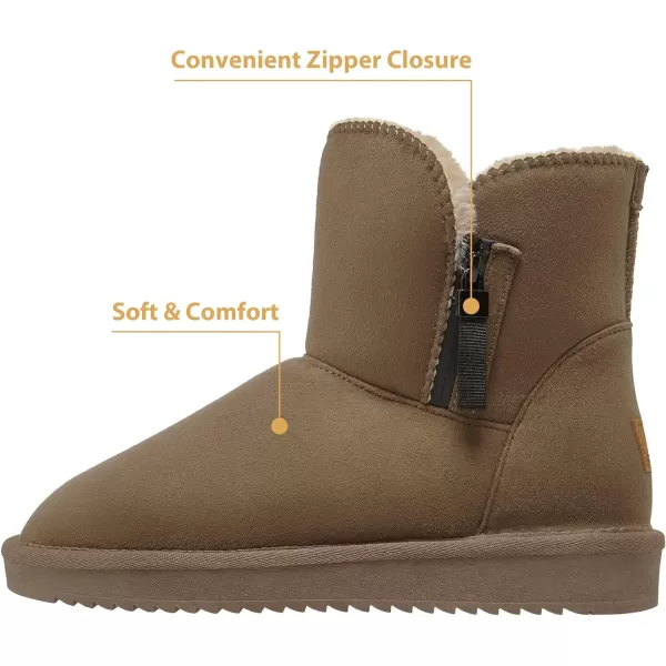 CAMEL CROWN Womens Foldable Snow Boots Warm Fur Winter Boots MidCalf Zipper House Slippers Boots Classic Mini Short Boots for OutdoorCoffee07