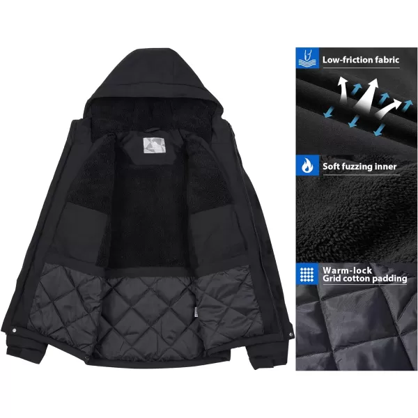 CAMEL CROWN Womens Waterproof Ski Jacket Winter Coat Windbreaker Fleece Inner Snow Hiking OutdoorBlack