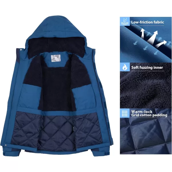 CAMEL CROWN Womens Waterproof Ski Jacket Winter Coat Windbreaker Fleece Inner Snow Hiking OutdoorDark Blue