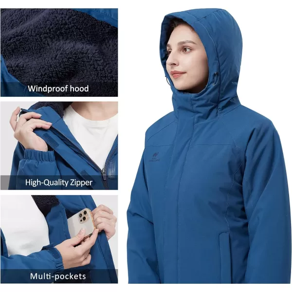 CAMEL CROWN Womens Waterproof Ski Jacket Winter Coat Windbreaker Fleece Inner Snow Hiking OutdoorDark Blue