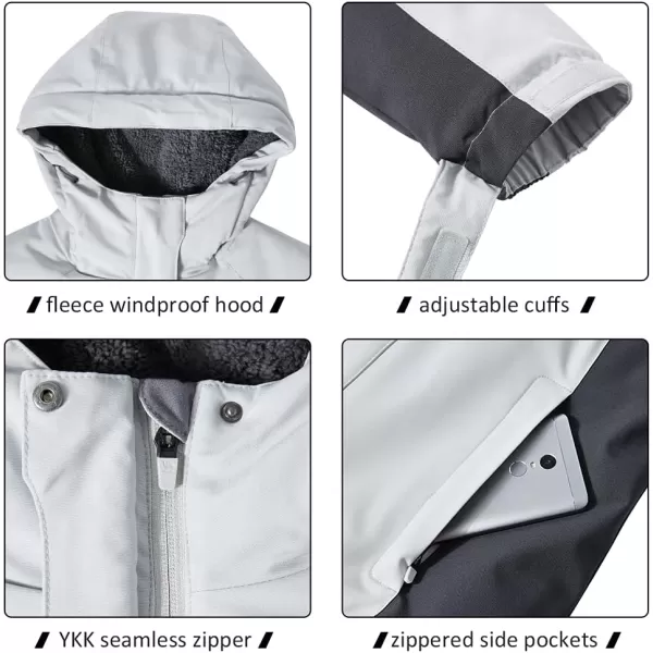CAMEL CROWN Womens Waterproof Ski Jacket Winter Coat Windbreaker Fleece Inner Snow Hiking OutdoorGray