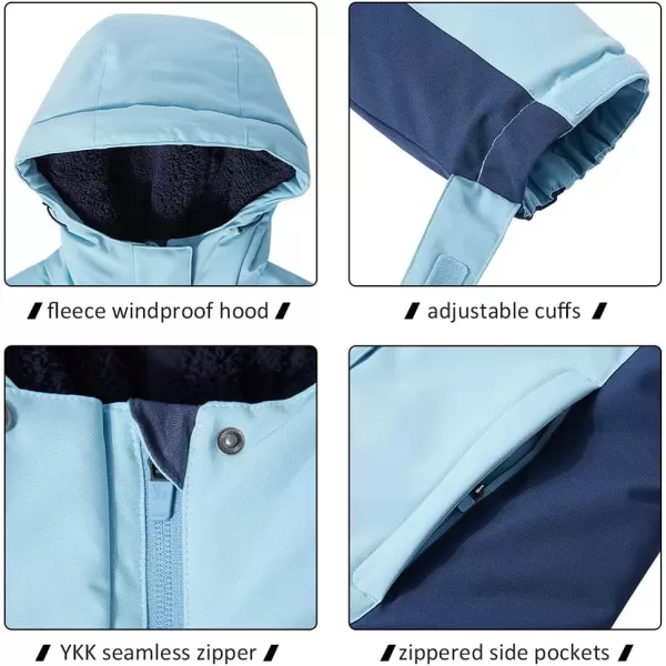 CAMEL CROWN Womens Waterproof Ski Jacket Winter Coat Windbreaker Fleece Inner Snow Hiking OutdoorLight Blue
