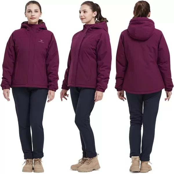 CAMEL CROWN Womens Waterproof Ski Jacket Winter Coat Windbreaker Fleece Inner Snow Hiking OutdoorPurple