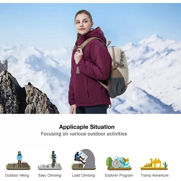 CAMEL CROWN Womens Waterproof Ski Jacket Winter Coat Windbreaker Fleece Inner Snow Hiking OutdoorPurple