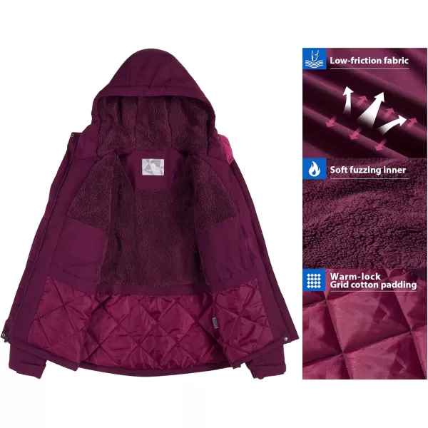 CAMEL CROWN Womens Waterproof Ski Jacket Winter Coat Windbreaker Fleece Inner Snow Hiking OutdoorPurple