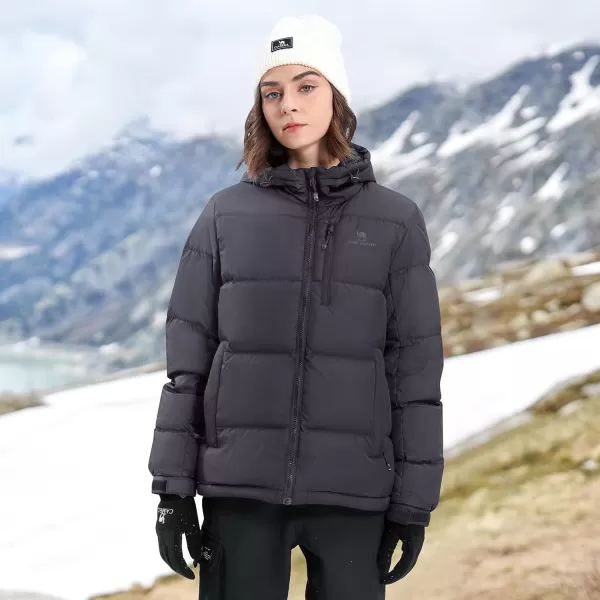 CAMEL CROWN Womens Winter Thickened Warm Down Coat Jacket Windproof WaterResistant Hooded Puffer jacketBlack