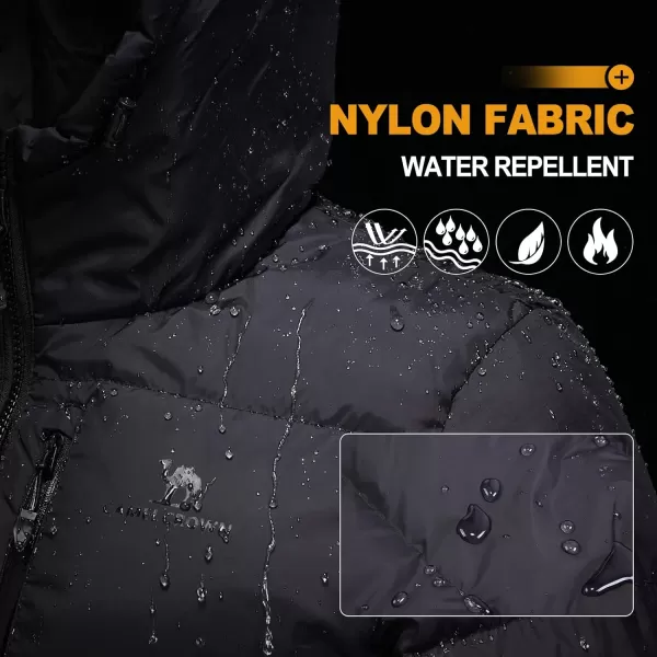CAMEL CROWN Womens Winter Thickened Warm Down Coat Jacket Windproof WaterResistant Hooded Puffer jacketBlack