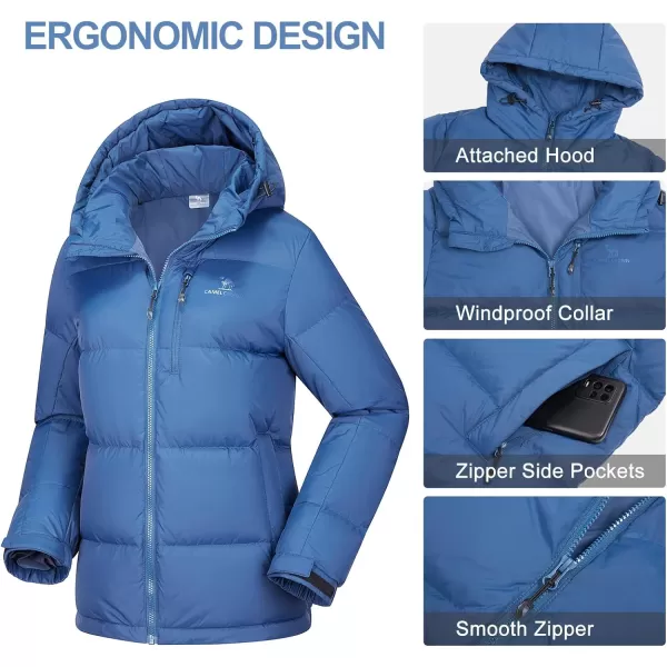 CAMEL CROWN Womens Winter Thickened Warm Down Coat Jacket Windproof WaterResistant Hooded Puffer jacketBlue