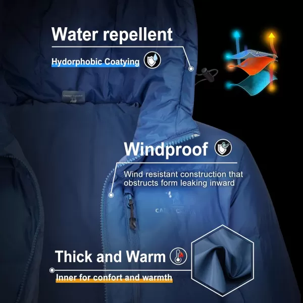 CAMEL CROWN Womens Winter Thickened Warm Down Coat Jacket Windproof WaterResistant Hooded Puffer jacketBlue
