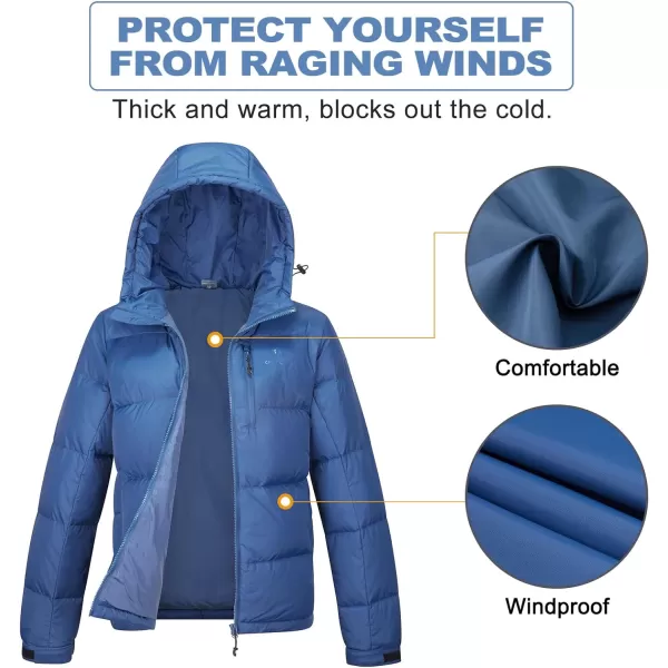 CAMEL CROWN Womens Winter Thickened Warm Down Coat Jacket Windproof WaterResistant Hooded Puffer jacketBlue
