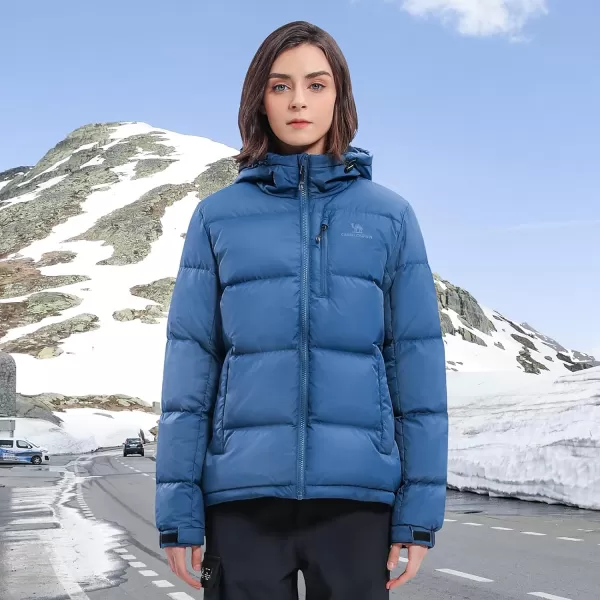CAMEL CROWN Womens Winter Thickened Warm Down Coat Jacket Windproof WaterResistant Hooded Puffer jacketBlue