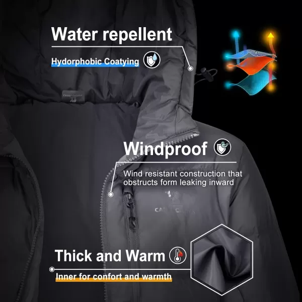 CAMEL CROWN Womens Winter Thickened Warm Down Coat Jacket Windproof WaterResistant Hooded Puffer jacketGray