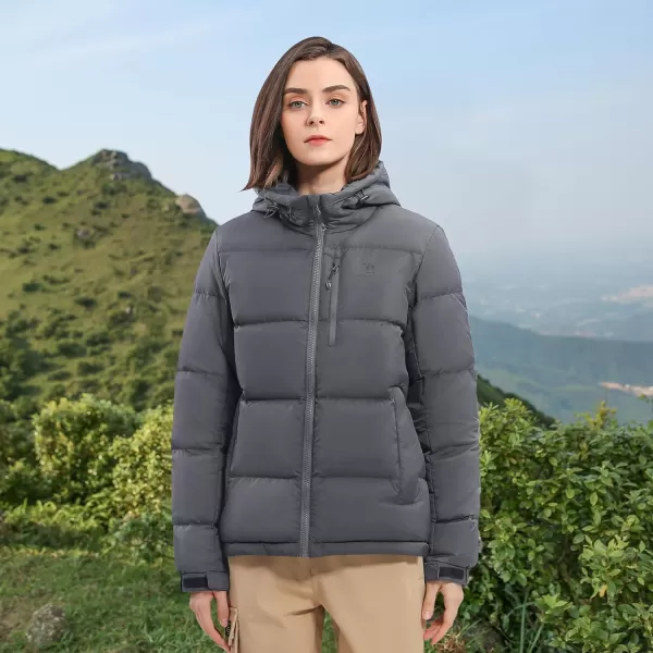 CAMEL CROWN Womens Winter Thickened Warm Down Coat Jacket Windproof WaterResistant Hooded Puffer jacketGray