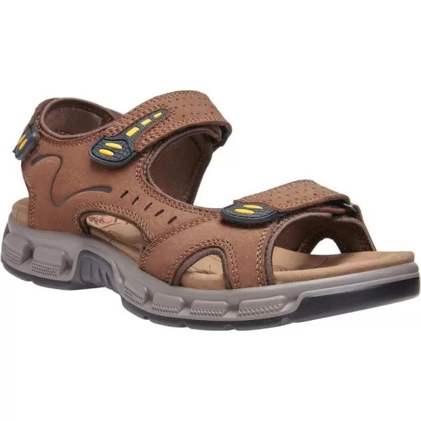 CAMEL CROWN Mens Leather Sandals Outdoor Sports Hiking Sandals Summer Open Toe Adjustable Straps Sandals for Water BeachDark Brown7837