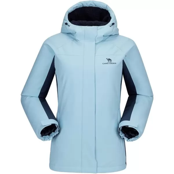 CAMEL CROWN Womens Waterproof Ski Jacket Winter Coat Windbreaker Fleece Inner Snow Hiking OutdoorLight Blue