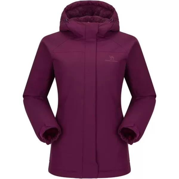 CAMEL CROWN Womens Waterproof Ski Jacket Winter Coat Windbreaker Fleece Inner Snow Hiking OutdoorPurple