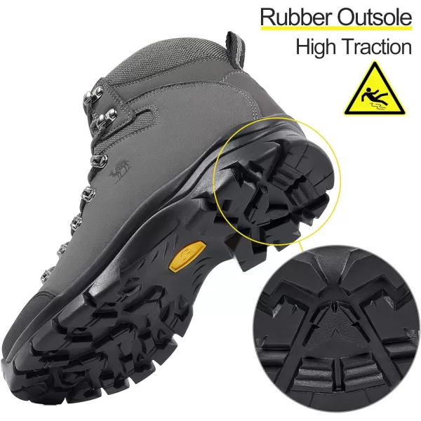 CAMEL CROWN Mens Hiking Boots Outdoor Trekking Backpacking Boot Mid Hiker Boot for Men Genuine LeatherGrey