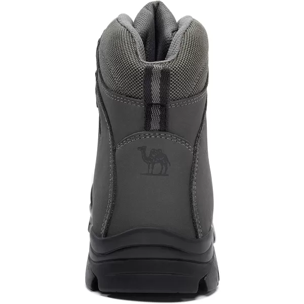 CAMEL CROWN Mens Hiking Boots Outdoor Trekking Backpacking Boot Mid Hiker Boot for Men Genuine LeatherGrey