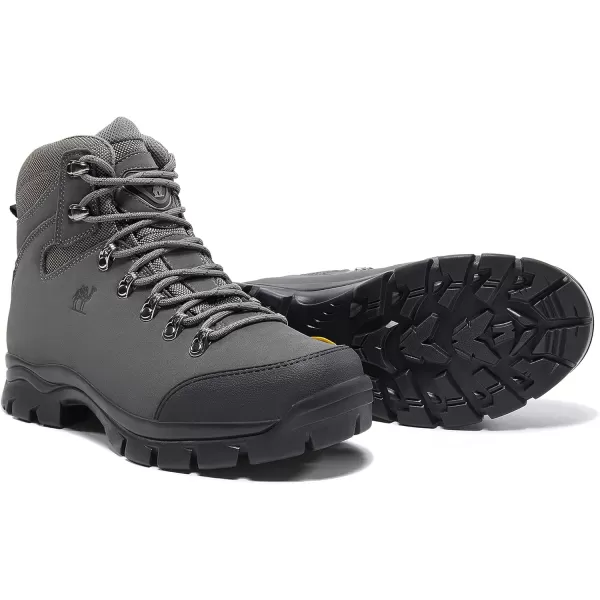 CAMEL CROWN Mens Hiking Boots Outdoor Trekking Backpacking Boot Mid Hiker Boot for Men Genuine LeatherGrey