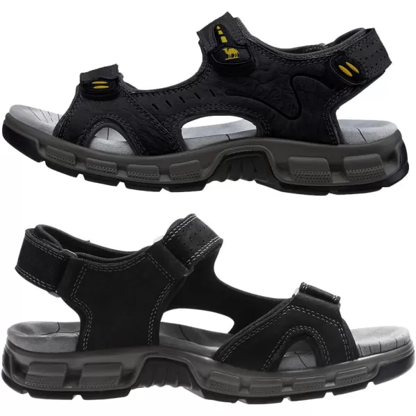 CAMEL CROWN Mens Leather Sandals Hiking Outdoor Water Beach Sports Mens Sandals for Summer with Open Toe Adjustable StrapsBlack7837