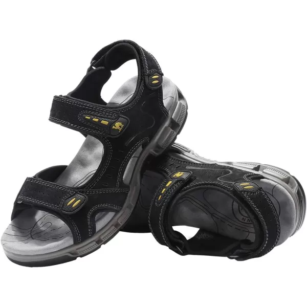 CAMEL CROWN Mens Leather Sandals Hiking Outdoor Water Beach Sports Mens Sandals for Summer with Open Toe Adjustable StrapsBlack7837