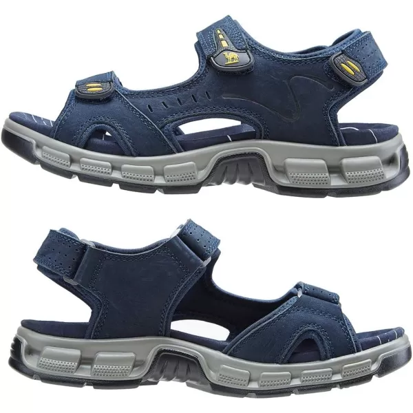 CAMEL CROWN Mens Leather Sandals Hiking Outdoor Water Beach Sports Mens Sandals for Summer with Open Toe Adjustable StrapsBlue7837