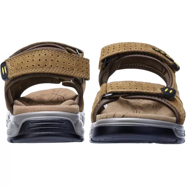 CAMEL CROWN Mens Leather Sandals Hiking Outdoor Water Beach Sports Mens Sandals for Summer with Open Toe Adjustable StrapsCamelk937