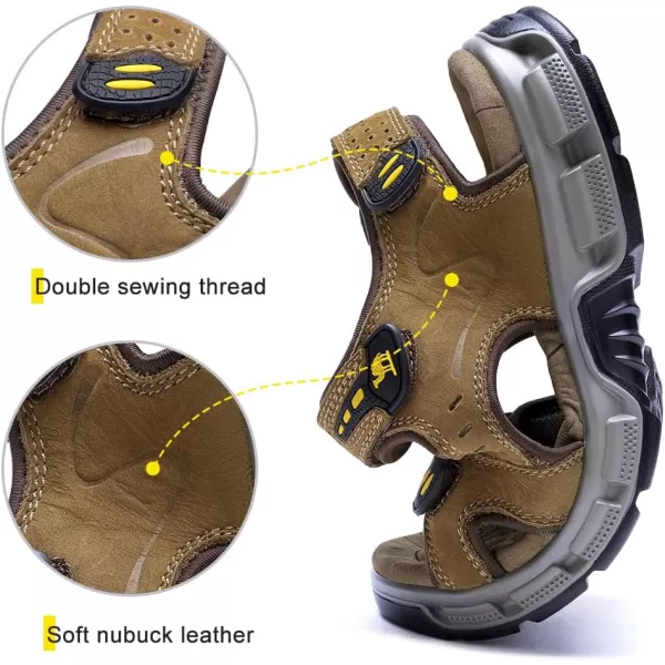 CAMEL CROWN Mens Leather Sandals Hiking Outdoor Water Beach Sports Mens Sandals for Summer with Open Toe Adjustable StrapsCamelk937