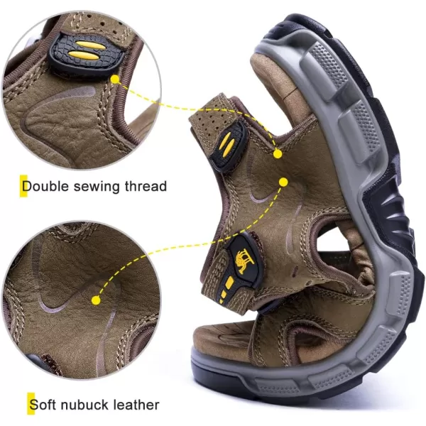 CAMEL CROWN Mens Leather Sandals Hiking Outdoor Water Beach Sports Mens Sandals for Summer with Open Toe Adjustable StrapsCoffeek937