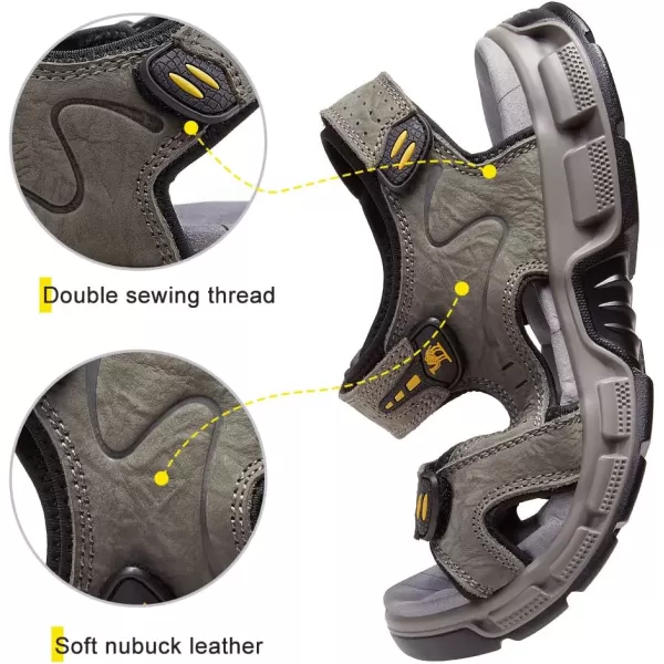 CAMEL CROWN Mens Leather Sandals Hiking Outdoor Water Beach Sports Mens Sandals for Summer with Open Toe Adjustable StrapsDark Green7837