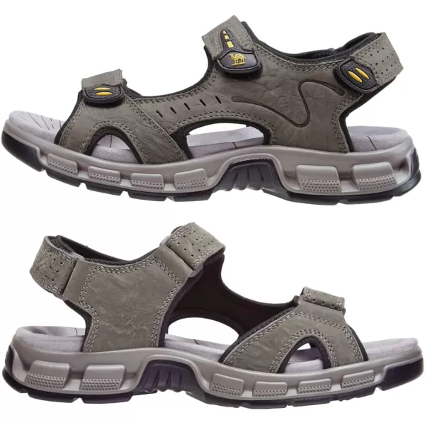 CAMEL CROWN Mens Leather Sandals Hiking Outdoor Water Beach Sports Mens Sandals for Summer with Open Toe Adjustable StrapsDark Green7837