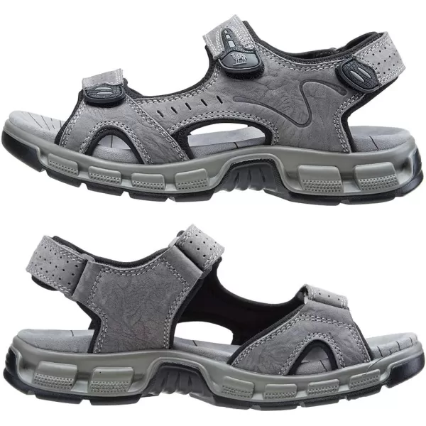 CAMEL CROWN Mens Leather Sandals Hiking Outdoor Water Beach Sports Mens Sandals for Summer with Open Toe Adjustable StrapsGray7837