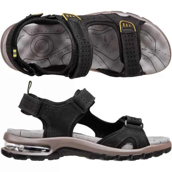 CAMEL CROWN Mens Leather Sandals Outdoor Athletic Hiking Sandals Waterproof Air Cushion Sandals for Beach WalkingBlack0157